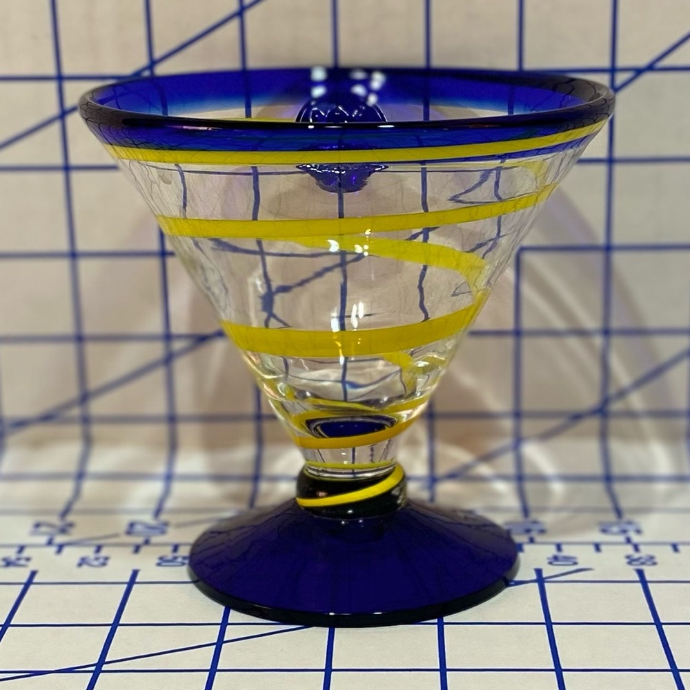 Royal Caribbean Cruise Line Martini/Margarita Glass Blue/Yellow Swirl
